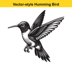 Fototapeta premium Elegant Hummingbird Line Art – Flat Vector Style with Transparent Background