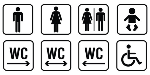 Set of restroom, toilet icon collection. Male and female restroom. vector design eps 10.