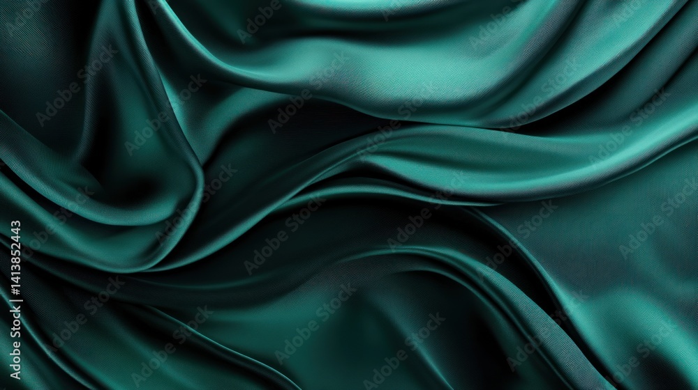 Poster a captivating cascade of teal fabric unfolds, a mesmerizing spectacle of fluid elegance and undulati