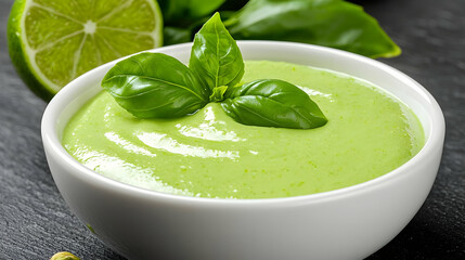 Fresh basil lime green sauce recipe culinary food photography