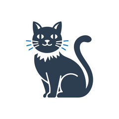 Fototapeta premium Cat with Spiked Collar Icon