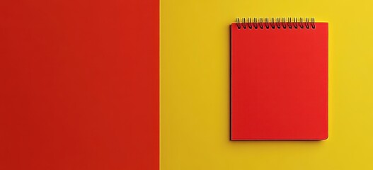 Red Spiral Bound Notepad on Yellow Background
