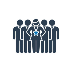 Woman Leader in Group Icon