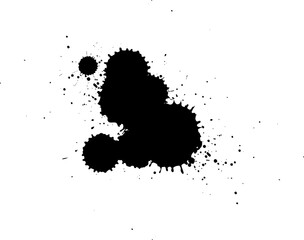 black ink brush drop splatter splash on white background artistic