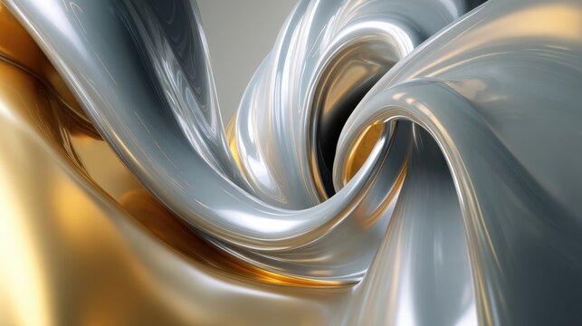 Dynamic swirls of metallic gold and silver.