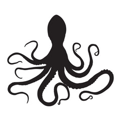 Fototapeta premium octopus line art silhouette vector illustration