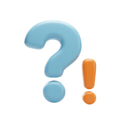 Naklejka premium 3D Sky Blue Question Mark Red Exclamation Point Confusion Inquiry Problem Solution Doubt Answer Knowledge