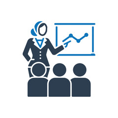 Businesswoman Giving Presentation Icon