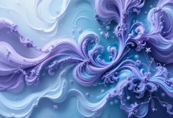 Fluid patterns in calming shades of blue and purple evoke tranquility and peace in abstraction