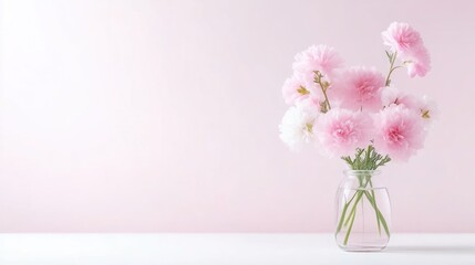 Delicate Pink Flowers in a Glass Vase