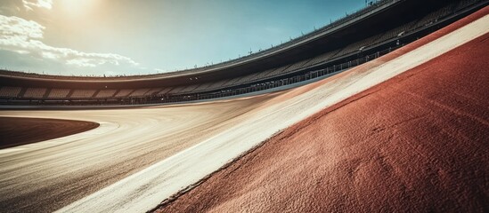 an evocative view of a grand racetrack under a bright sky captures the essence of speed excitement and the promise of thrilling competition with a sense of anticipation