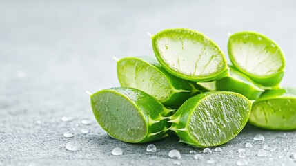 Fresh aloe vera slices natural wellness and beauty product image