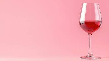 Elegant rose wine in minimalist setting delicate pink background clean composition