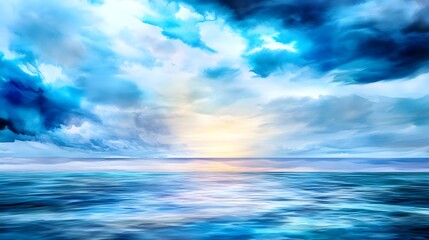 Obraz premium Serene Seascape: Blue Ocean & Sky Art - Abstract art