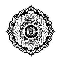 Monochrome Floral Mandala Graphic Illustration