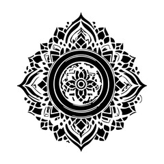 Monochrome Floral Mandala Ornate Round Ornament