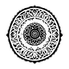 Black and White Ornamental Round Decorative Design