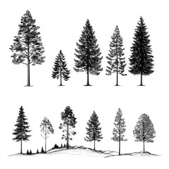 Fototapeta premium set of winter trees