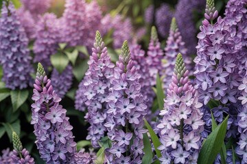 Fototapeta premium Charming Wallpaper of Elegant Lilac Flowers in a Blooming Garden