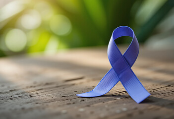 Blue awareness ribbon symbolizing support and solidarity for various causes