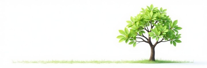 A single tree against a bright white background, leafy, simplicity