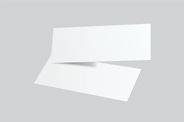 3D Realistic empty gift voucher card mockup isolated on background. Blank template for presentation discount, plastic coupon, train, movie, raffle, carnival, concert, festival, flyer or event ticket 
