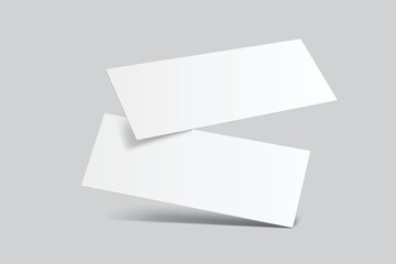 3D Realistic empty gift voucher card mockup isolated on background. Blank template for presentation discount, plastic coupon, train, movie, raffle, carnival, concert, festival, flyer or event ticket 
