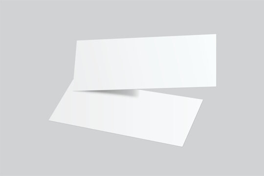 3D Realistic empty gift voucher card mockup isolated on background. Blank template for presentation discount, plastic coupon, train, movie, raffle, carnival, concert, festival, flyer or event ticket 
