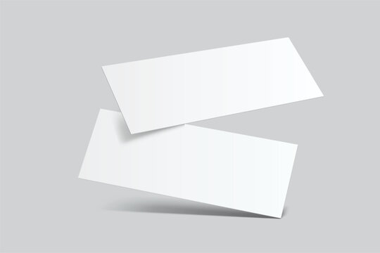 3D Realistic empty gift voucher card mockup isolated on background. Blank template for presentation discount, plastic coupon, train, movie, raffle, carnival, concert, festival, flyer or event ticket 
