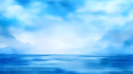 Serene Blue Landscape: Misty Mountains & Sky - Abstract backgrounds