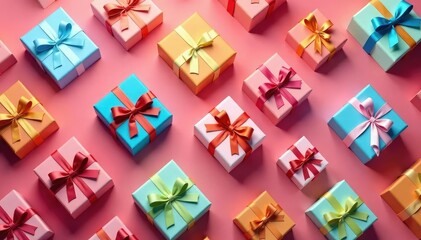 Elegant ribbon-tied gift boxes, repeating pattern, detail, luxury