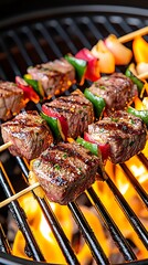 Grilled Kebabs on Barbecue