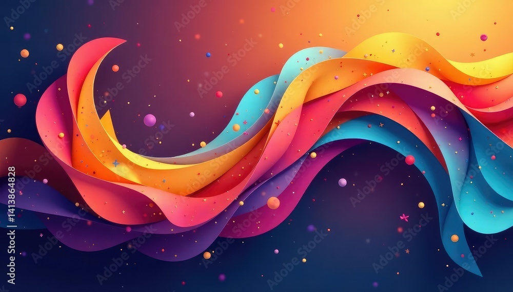 Poster geometric abstract shapes in a continuous loop , illustration, simple