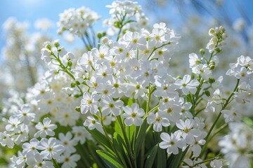 Vibrant Spring Light Illuminates Delicate White Gypsophila Flowers