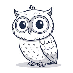 Fototapeta premium Playful Doodle Style Owl Clipart Illustration for Kids, Whimsical Design in Clean Lines