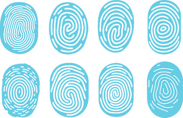 Different blue fingerprints, vector