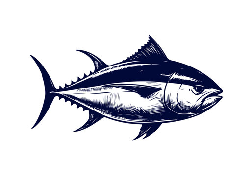 Bluefin Tuna hand drawn illustration vector