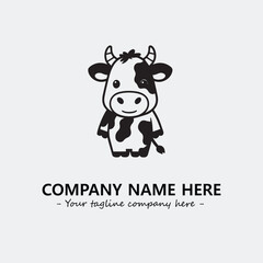 Cow illustration black and white for logo company vector image
