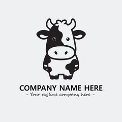 Cow illustration black and white for logo company vector image

