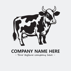 Cow illustration black and white for logo company vector image

