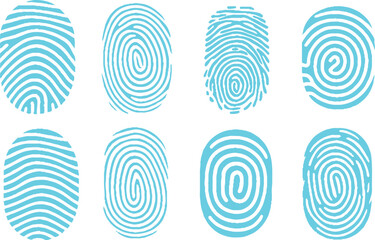 Biometric fingerprints. Fingerprints identification vector illustration set.