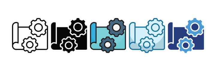 Blueprints Icon Set Multiple Style Collection