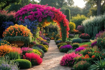 Vibrant Botanical Paradise Overflowing with Colors in a Stunning Garden Landscape