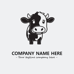 Cow illustration black and white for logo company vector image
