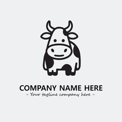 Cow illustration black and white for logo company vector image
