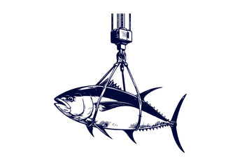 Bluefin Tuna hand drawn illustration vector
