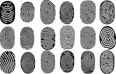 Big collection of fingerprints icon. Thumb Print illustration.