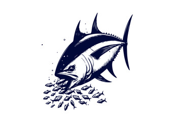 Bluefin Tuna hand drawn illustration vector