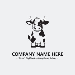 Cow illustration black and white for logo company vector image
