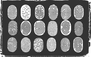 Big collection of fingerprints icon. Digital fingerprint, finger print fingerprint lock secure security vector icon. Thumb Print illustration. 